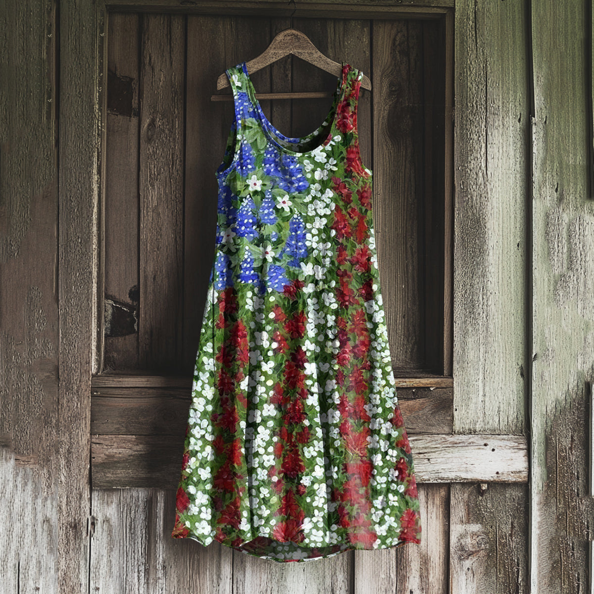 Women's American Independence Day Flag Print Sleeveless Dress artswardrobe