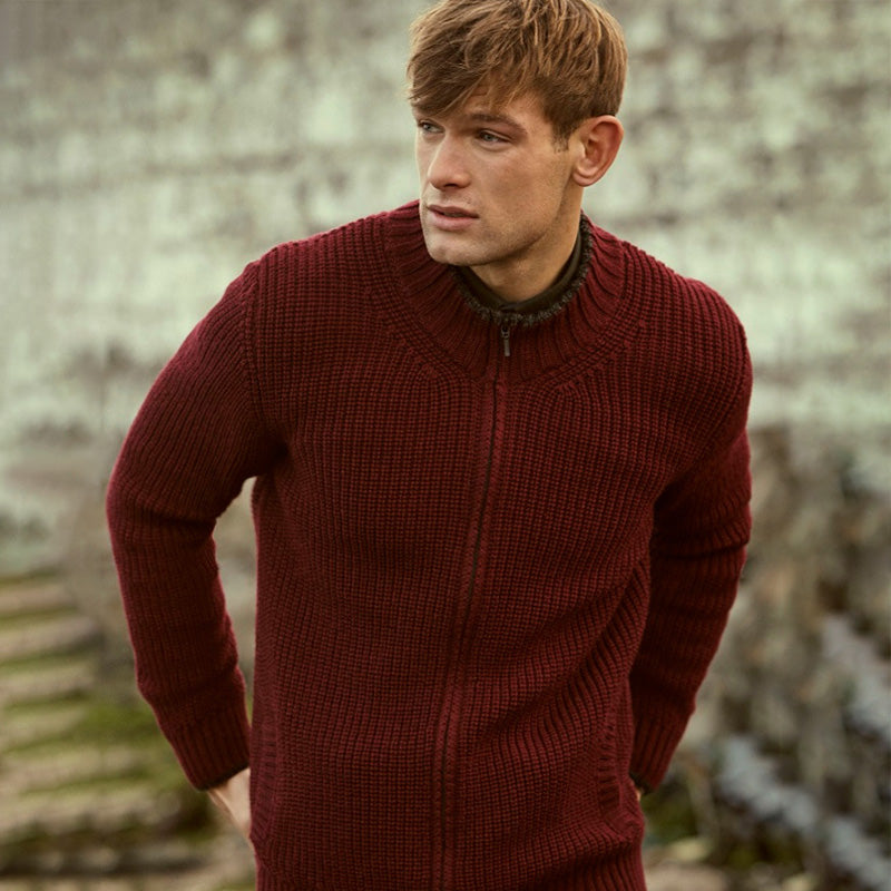 Men's Merino Wool Ribbed Cardigan artswardrobe
