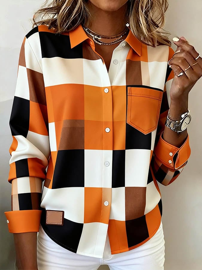 Women's Casual Contrast Print Shirt