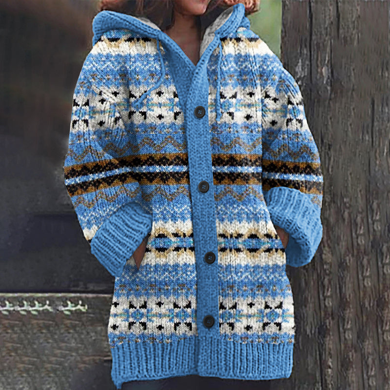 Vintage Icelandic Geometric Pattern Knitted Warm Sweater Cardigan elevenforest