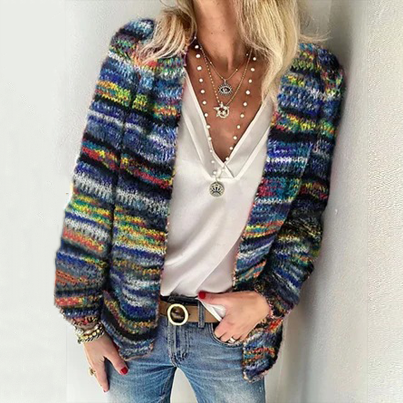 Casual Loose Colorful Sweater Cardigan artswardrobe