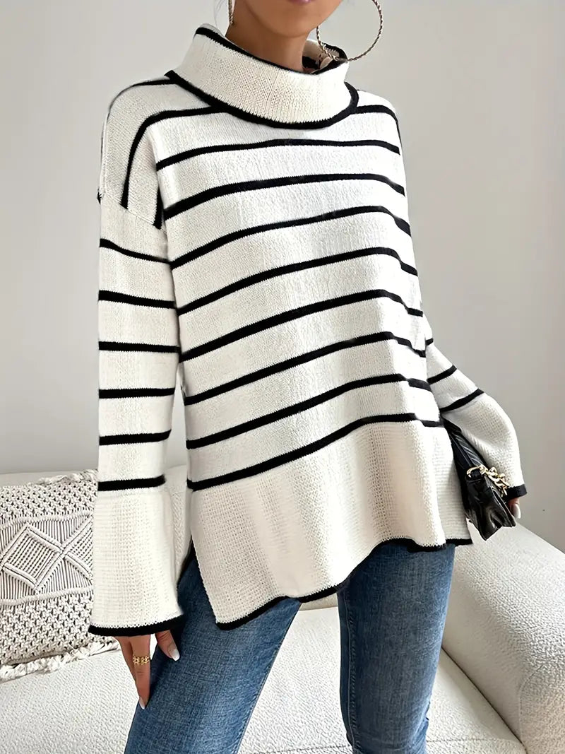 MW | Gestreifter Rollkragenpullover