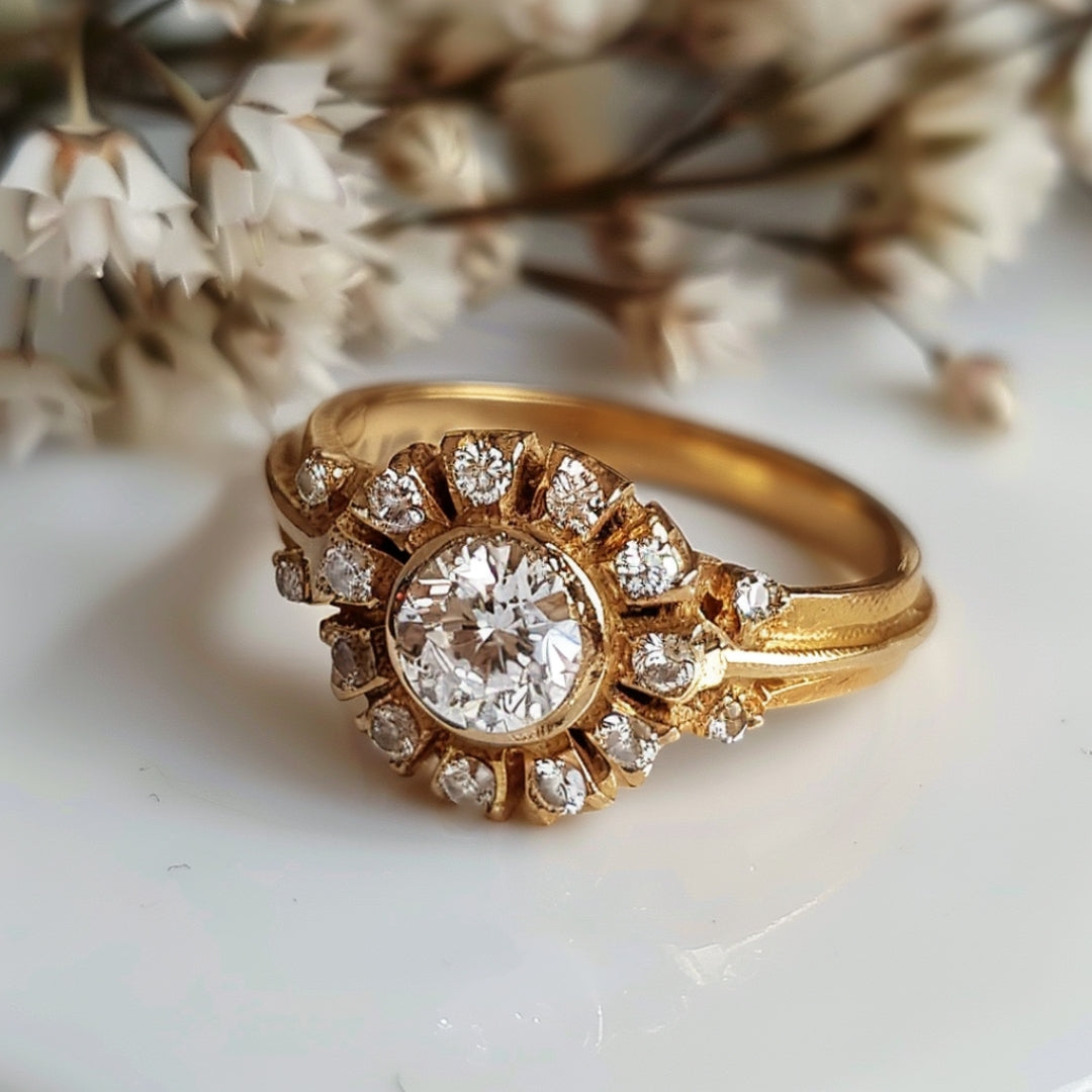 Zarte handwerkliche Gold Ring