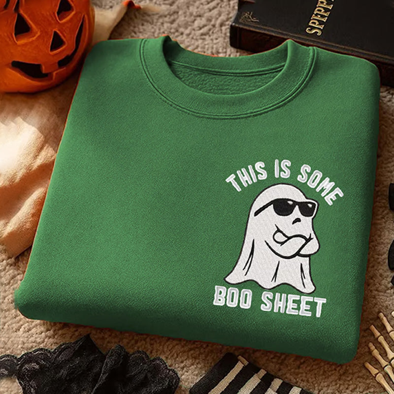 Women's This Is Some Boo Sheet Print Crew Neck Sweatshirt artswardrobe