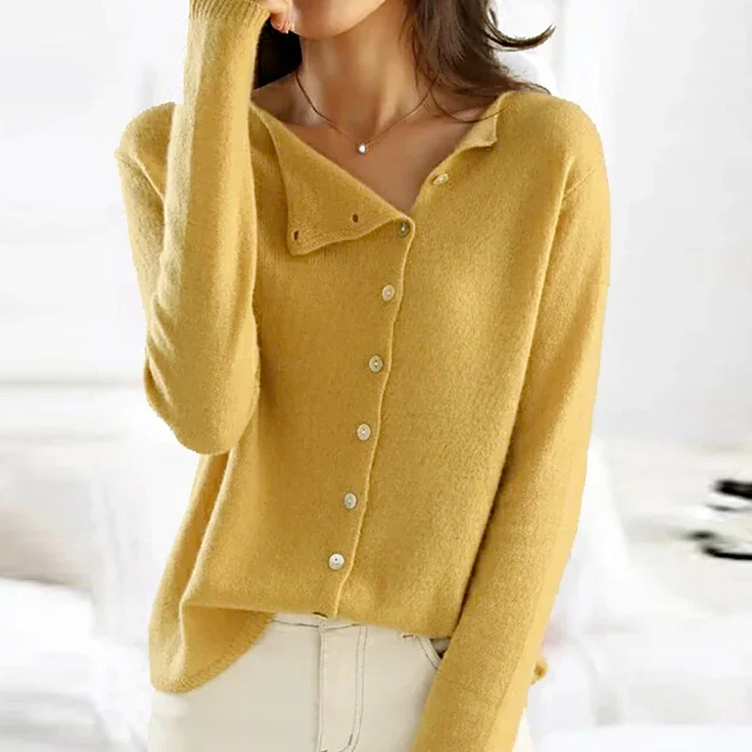 Baumwoll-Kaschmirmix-Strickjacke mit asymmetrischem Knopfverschluss in Anthrazit
