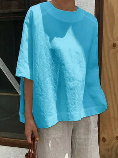 MW | Bequemes, lockeres Rundhals-Top