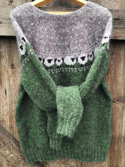 Vintage Sheep Jacquard Cozy Sweater artswardrobe