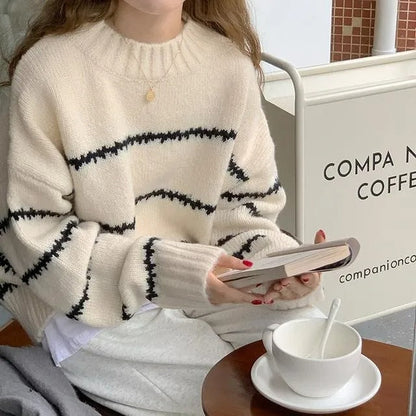 Celine® | Women's long-sleeved sweater with a striped print