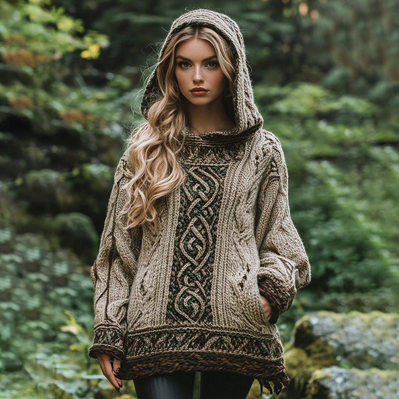 Women's Irish Celtic Knotted Hooded Sweater artswardrobe