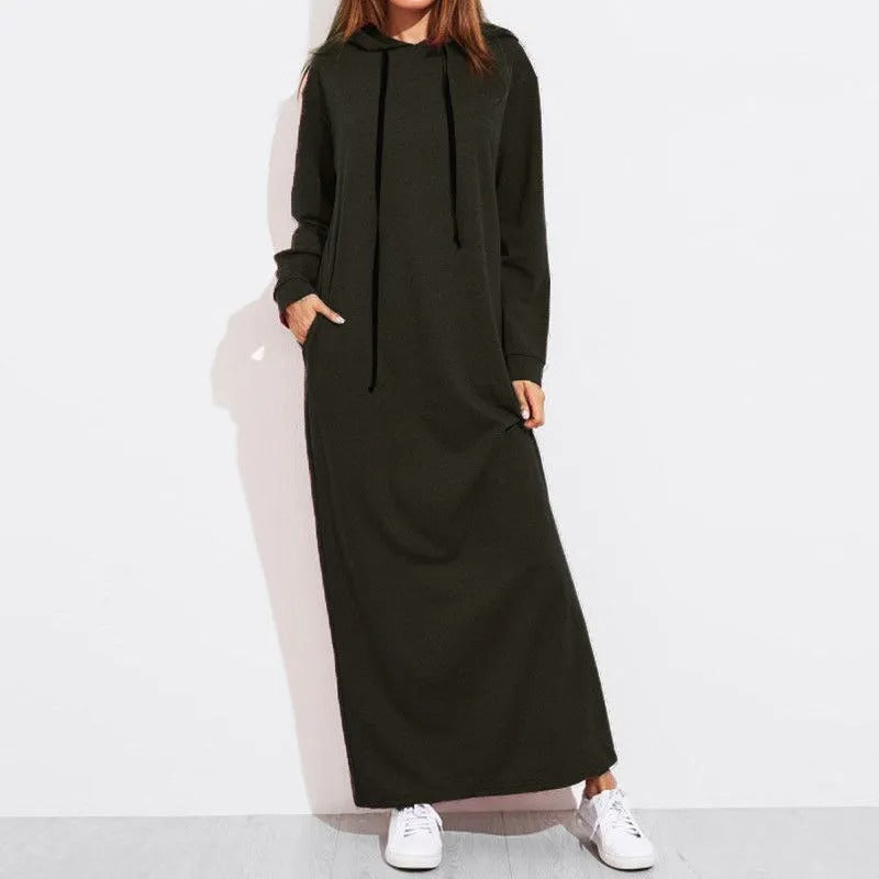 MW | Lässiges Maxi-Kleid mit Kapuze