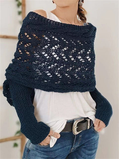 Vintage Hollow Crochet Wrap Cozy Knit Scarf Sweater artswardrobe
