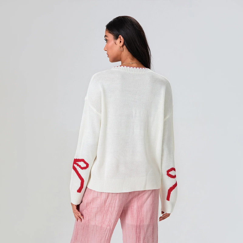 MW | MW – Festlicher Strickpullover mit Schleifen-Design