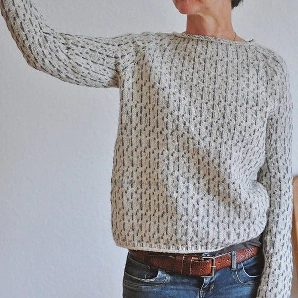 MW | Schicker grauer Pullover mit U-Boot-Ausschnitt