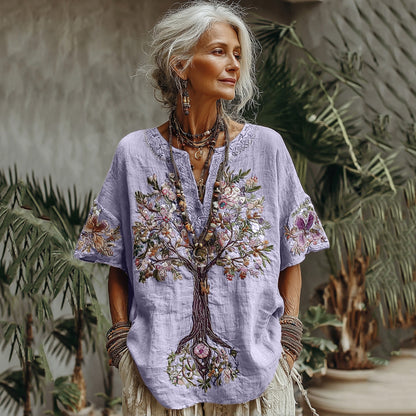 Comstylish Women's Tree Of Life Floral Art Comfy Shirt