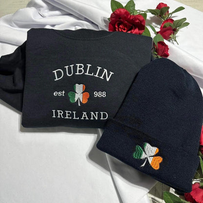 Comstylish Dublin Ireland Embroidery Cozy Sweatshirt