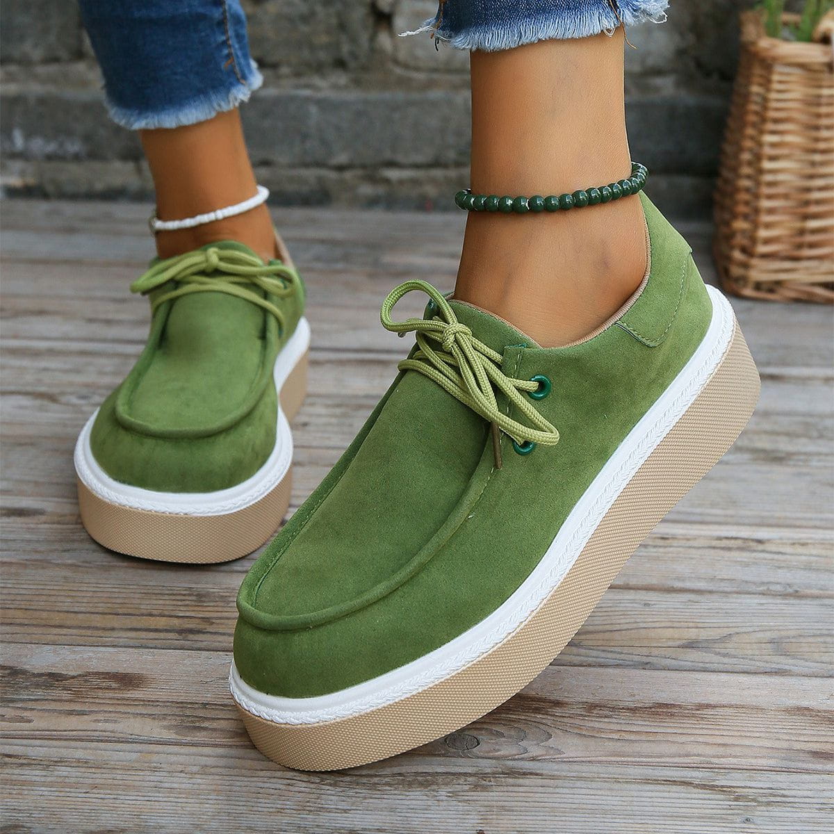 MW | Womens Lace-Up Flats mit dicker Sohle Sneakers