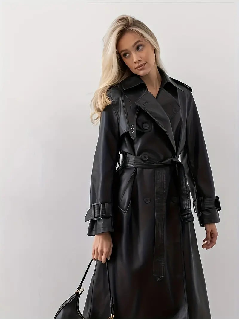 MW | Trenchcoat Lederjacke mit Gürtel