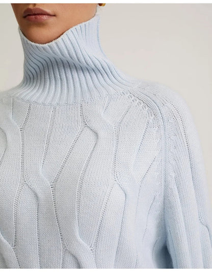 MW | Eleganter Zopfmuster-Rollkragenpullover