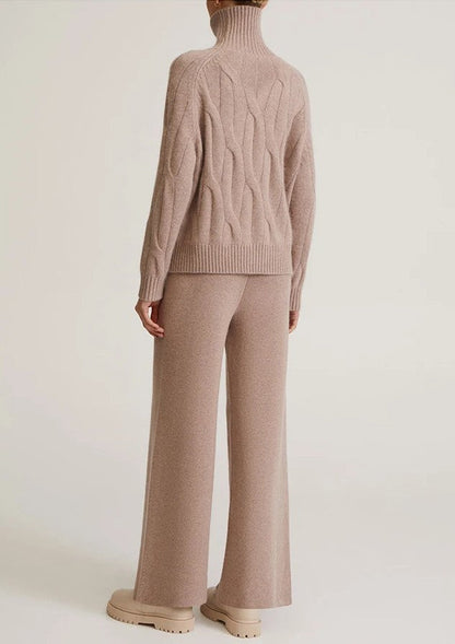 MW | Eleganter Zopfmuster-Rollkragenpullover