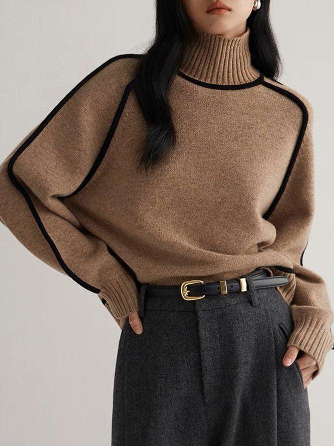 MW | Kaffee Pullover mit hohem Halsausschnitt
