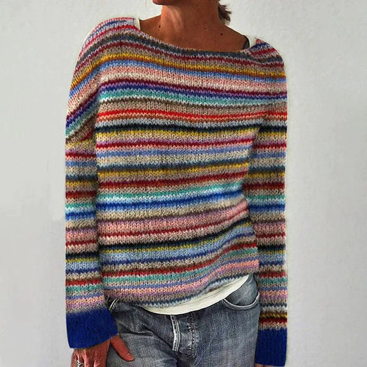 MW | Eleganter gestreifter Langarmpullover