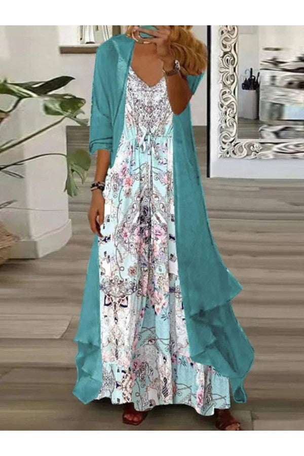 MW | Andrea – Schickes grünes Maxikleid mit Oberbekleidung