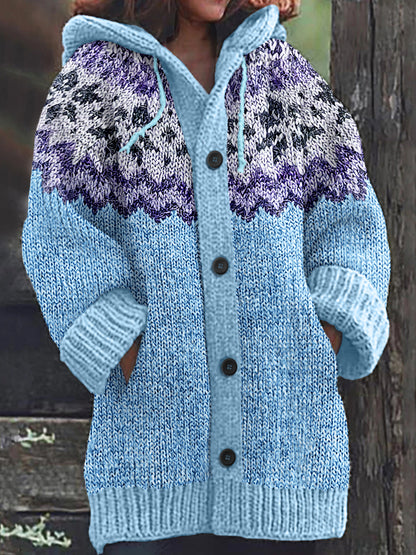 Vintage Knitted Jacquard Fairman Pattern Cozy Cardigan Sweater elevenforest
