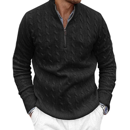 Men's Solid Color Knitted Zipper Sweater elevenforest