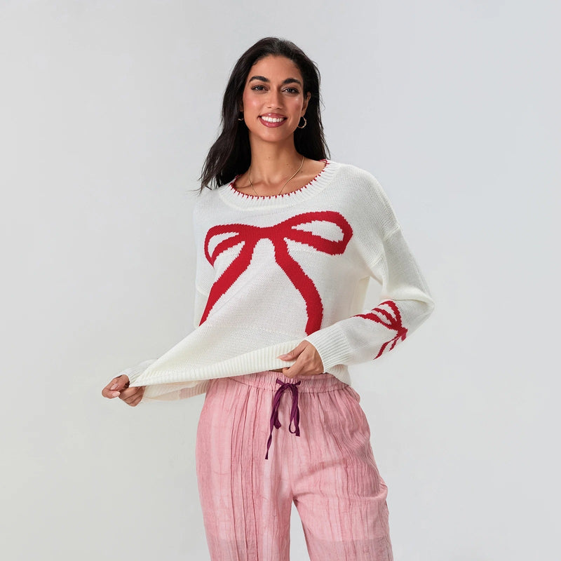 MW | MW – Festlicher Strickpullover mit Schleifen-Design