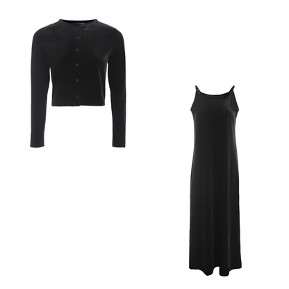 MW | Elegantes Set aus Samtweste und Gürtelkleid