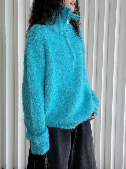 MW | Flauschiger Pullover mit Reißverschluss