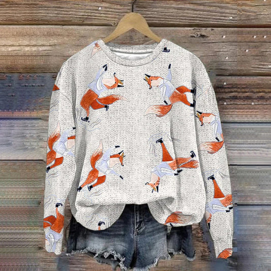 Women's Cute Animal Print Long Sleeve Sweatshirt artswardrobe