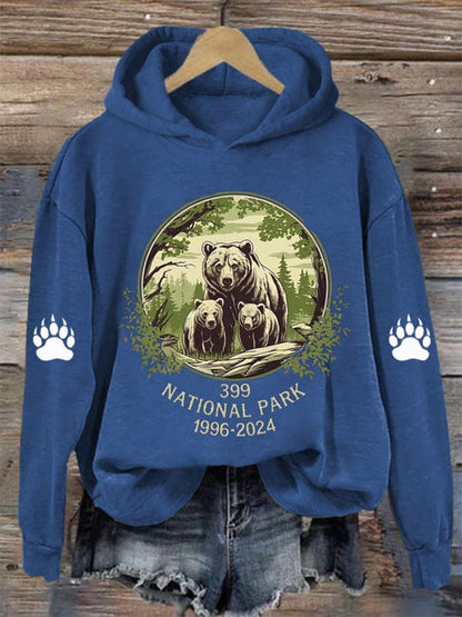 Comstylish Women's Grizzly Bear 399 Printed Casual Hooded Sweatshirt
