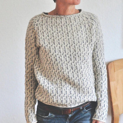 MW | Schicker grauer Pullover mit Rundhalsausschnitt