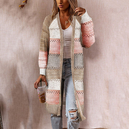 Vintage Contrast Cutout Sweater Cardigan elevenforest
