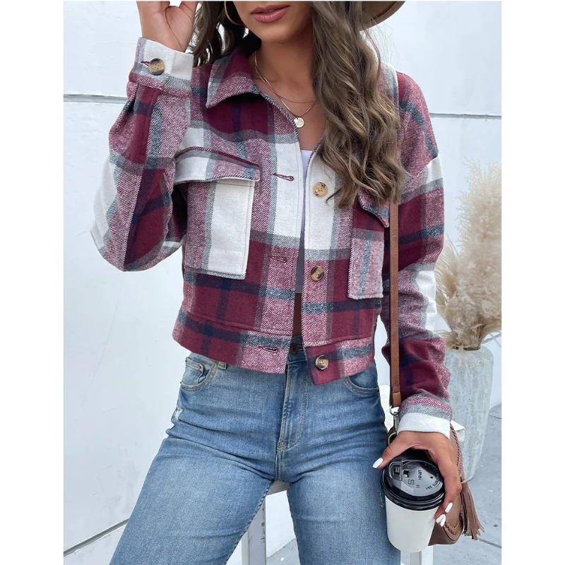 MW | Trendy karierte Jacke für Frauen