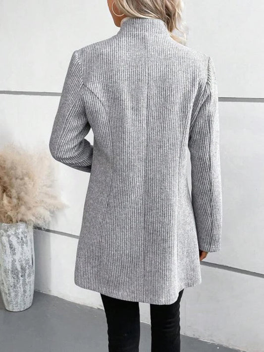 MW | Grauer Blazer mit Taschen und langen Ärmeln