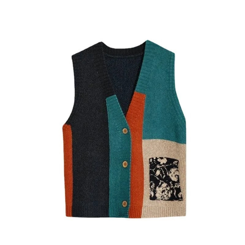 MW | Strickweste im Colorblock-Desig