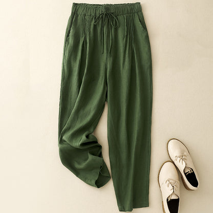 Women's Simple Solid Color Linen Blend Pants artswardrobe