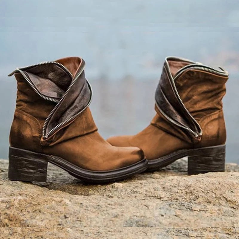 MW | Edle, umklappbare Stiefeletten mit Reißverschluss