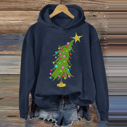 Comstylish Christmas Tree Print Long Sleeve Casual Hoodie
