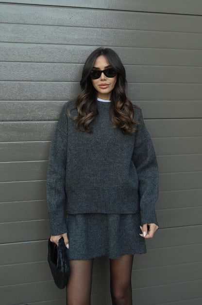 Baumwollpullover-Kleid in einfarbigem Burgunder-Design