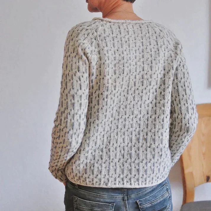 MW | Schicker grauer Pullover mit U-Boot-Ausschnitt