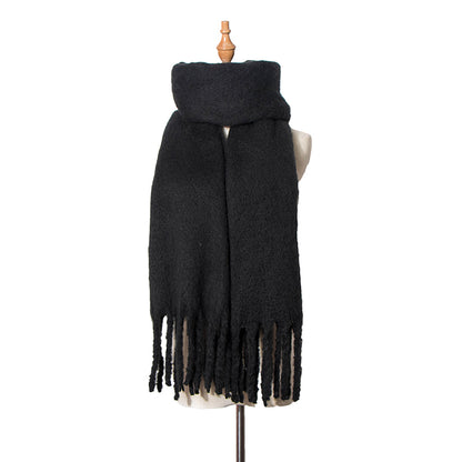 Vintage Thick Fringed Solid Color Scarf elevenforest