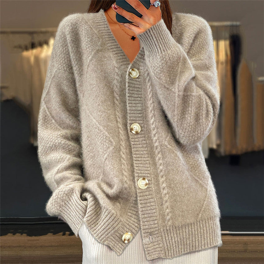 Vintage Loose Slouchy Button Front Cardigan Sweaters elevenforest