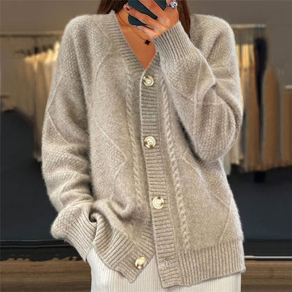 Vintage Loose Slouchy Button Front Cardigan Sweaters elevenforest