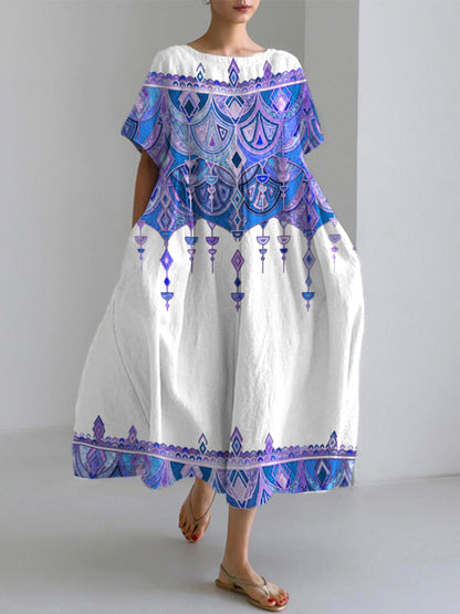 Comstylish Bohemian Holiday Style  Linen Blend Dress
