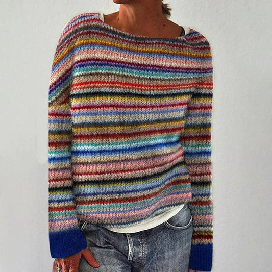 MW | Eleganter gestreifter Langarmpullover