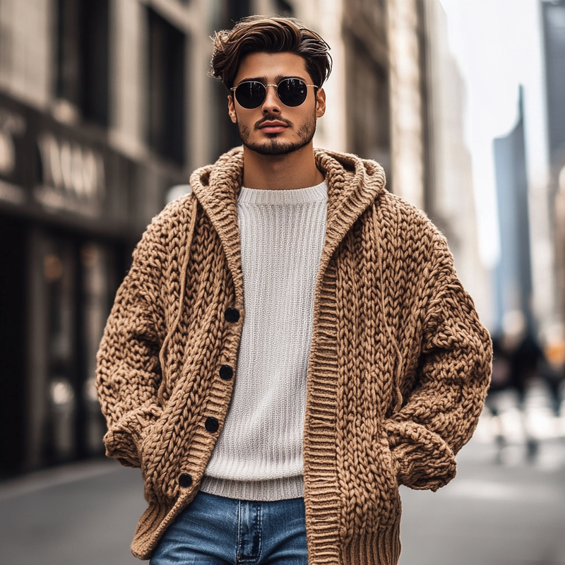 Durchdacht gestaltete Strickjacke