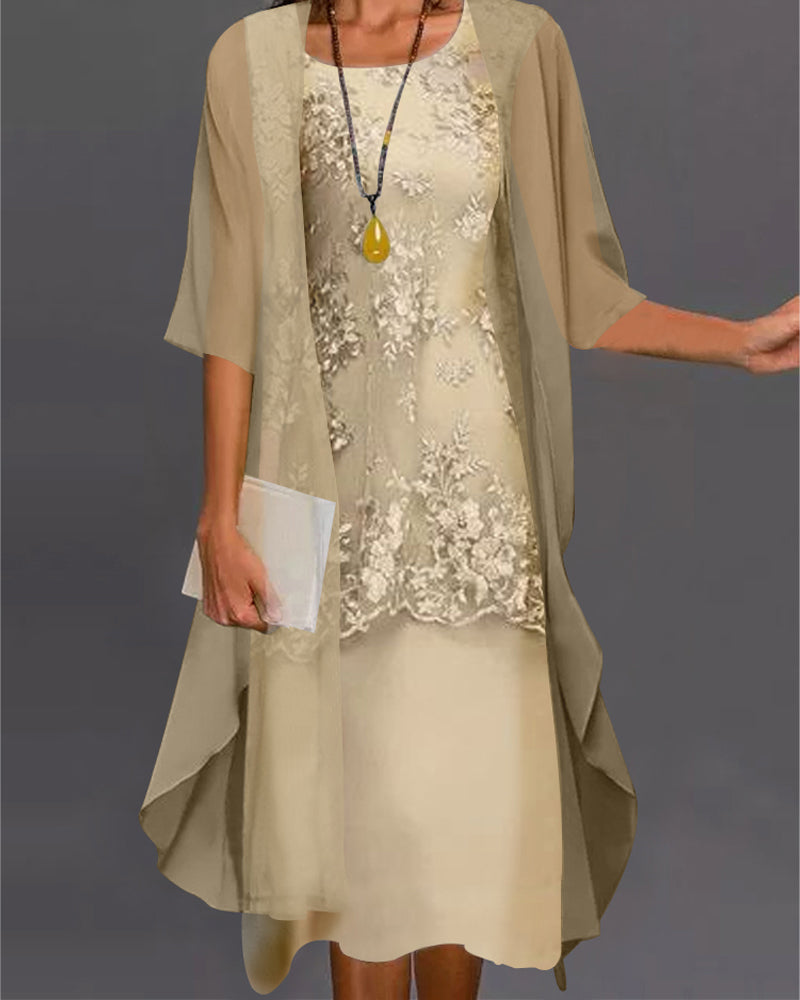 MW | Elegantes, zweiteiliges Chiffonkleid